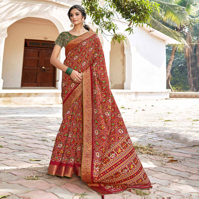 Maroon Patola Printed Art Silk Saree