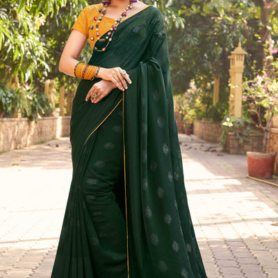 green-woven-georgette-saree-with-tassels-6