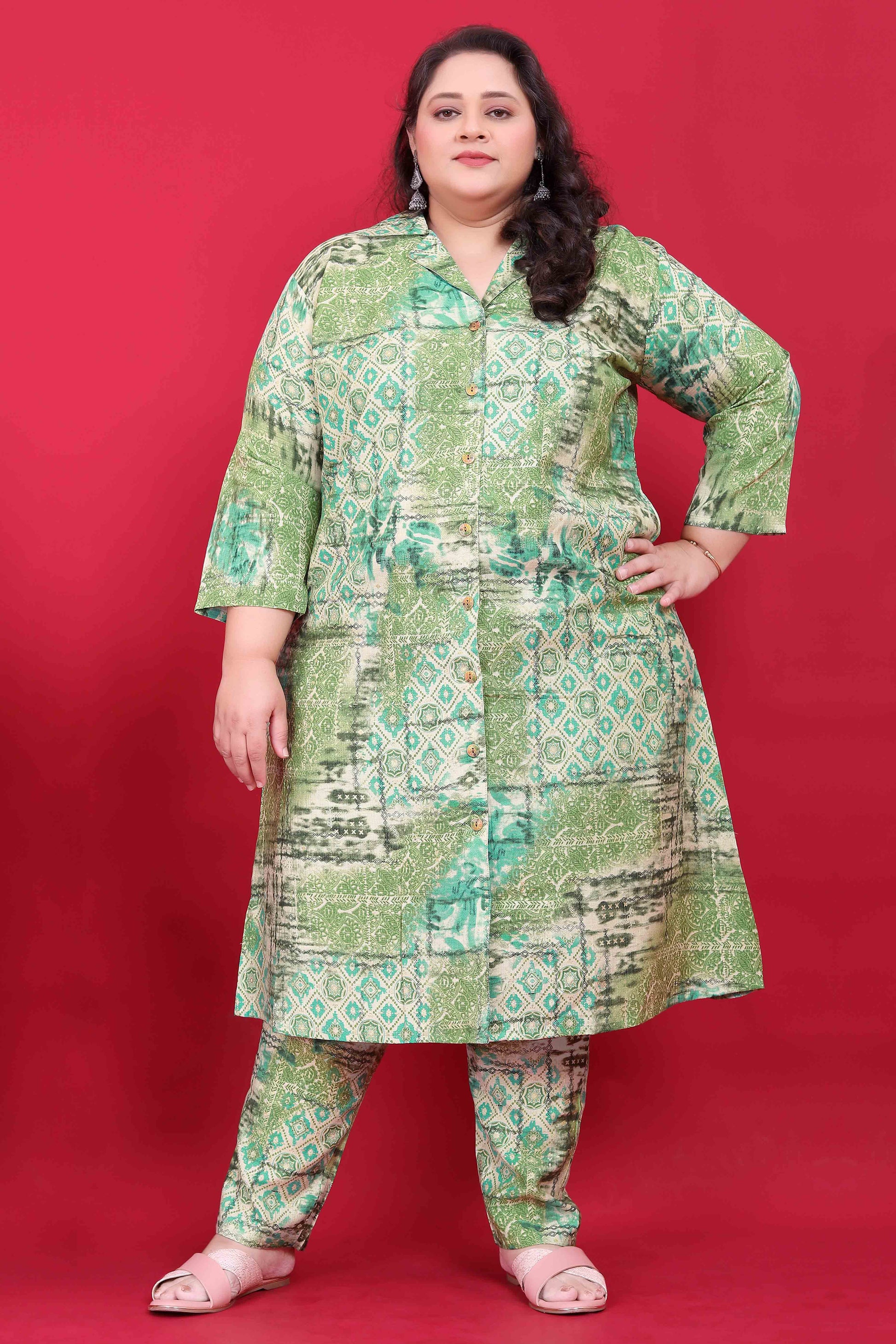green-geometric-printed-viscose-co-ord-set