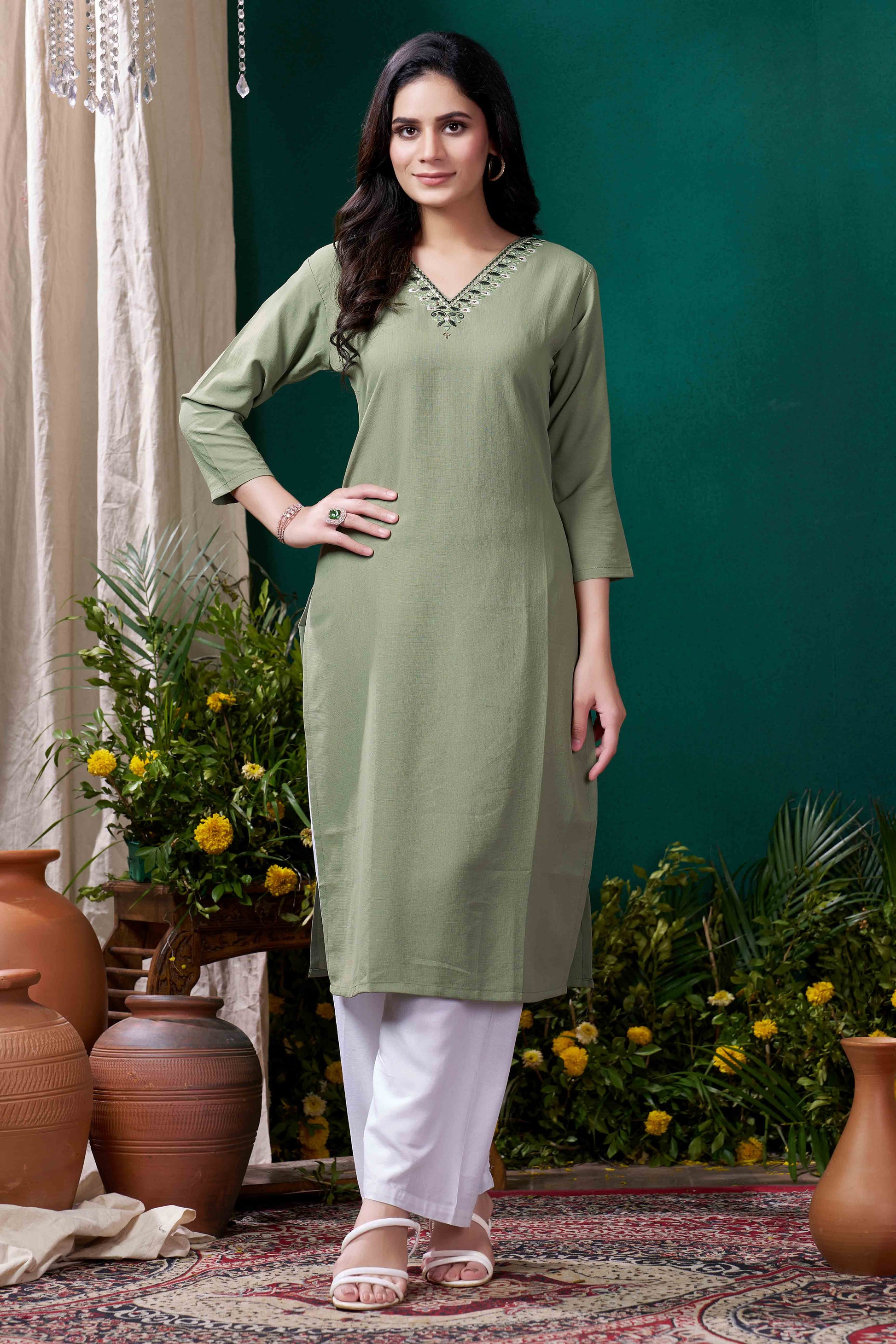 green-yoke-embroidered-pure-cotton-straight-kurti-1