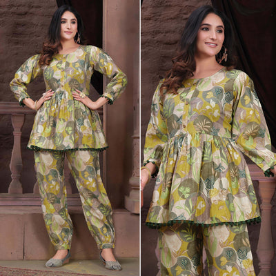 green-floral-printed-chanderi-co-ord-set