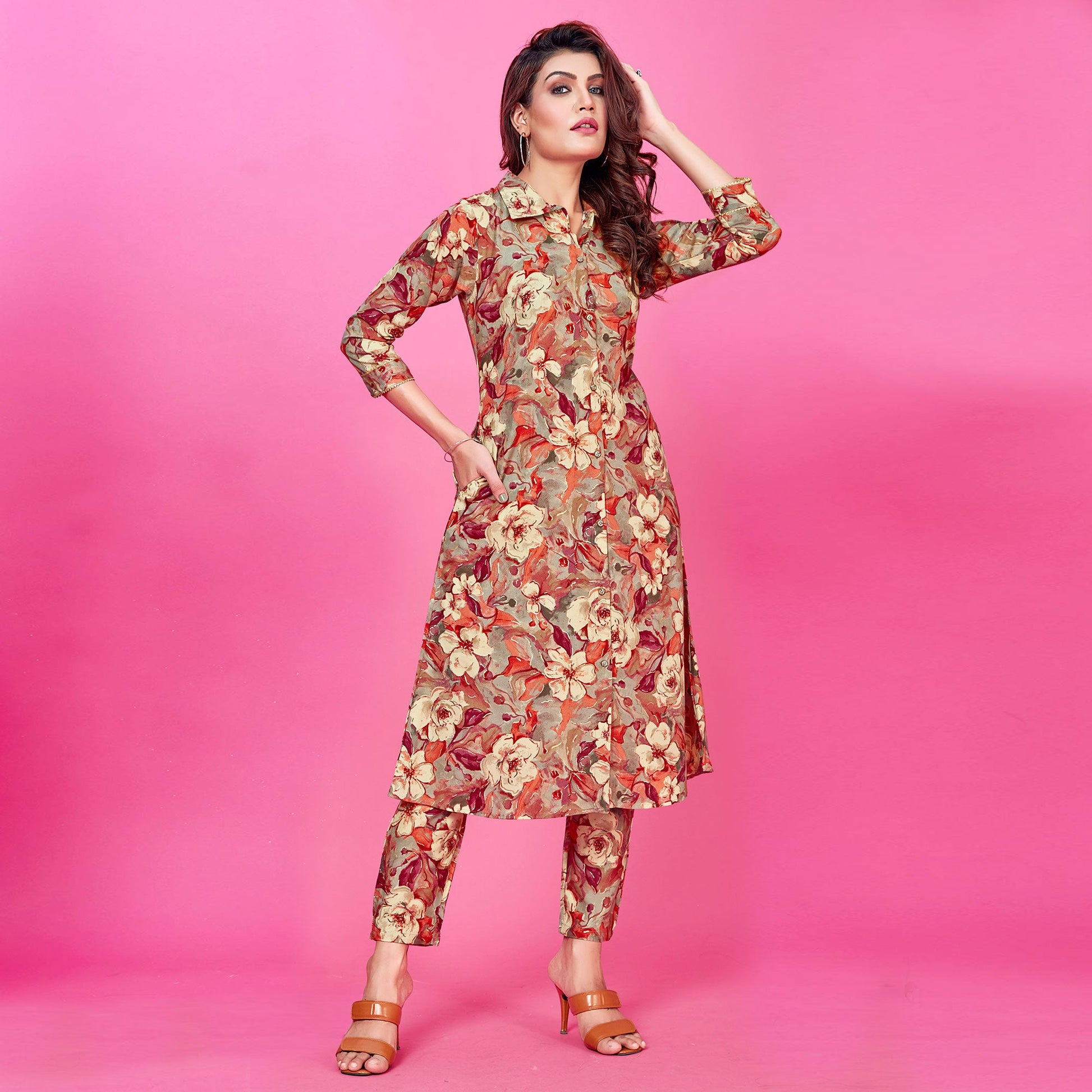 red-floral-foil-printed-rayon-co-ord-set