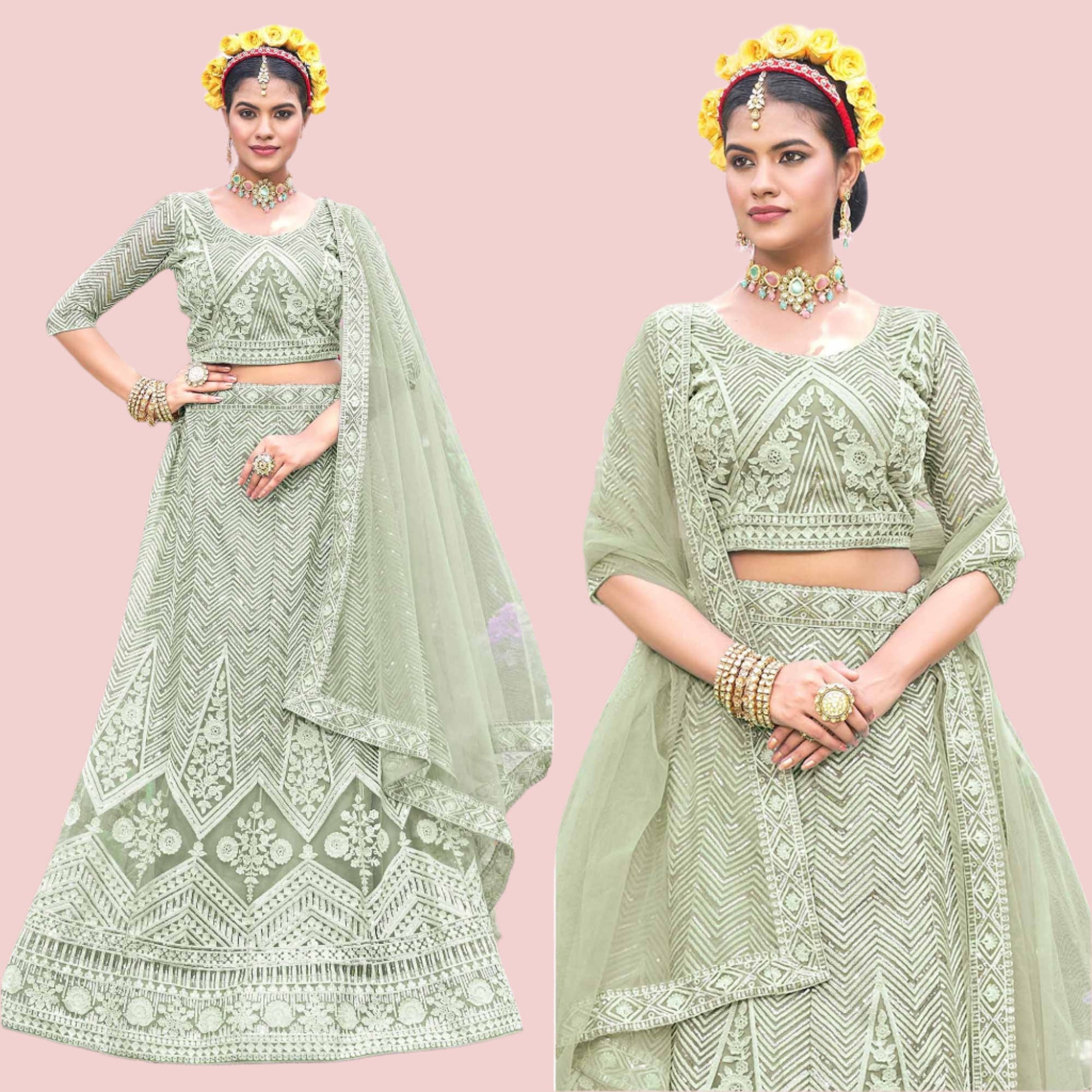 green-sequins-floral-embroidered-net-semi-stitched-lehenga-choli