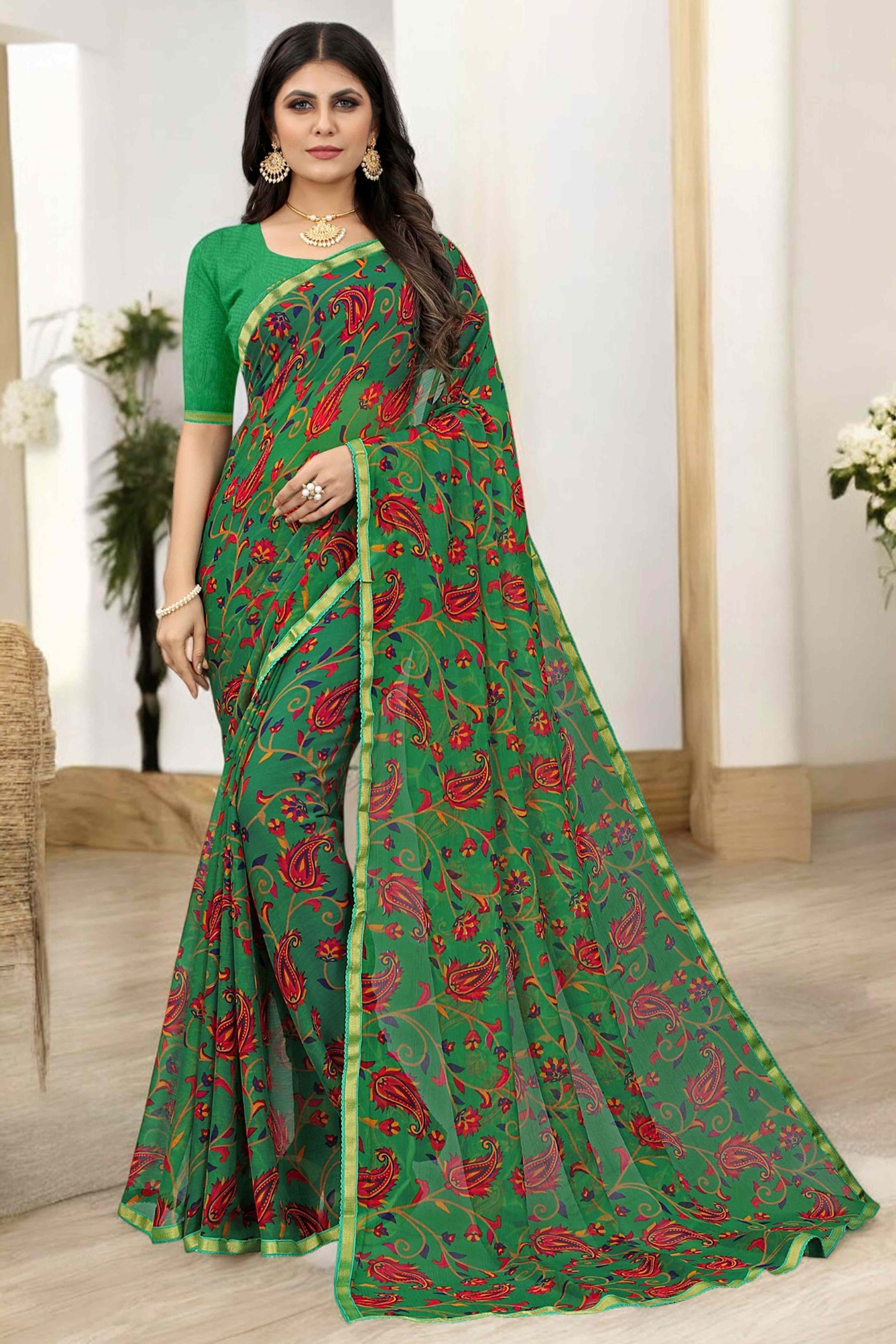green-printed-chiffon-saree-with-lace-border-9