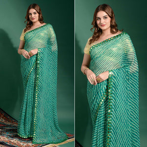 green-lehriya-printed-with-embroidered-border-chiffon-saree