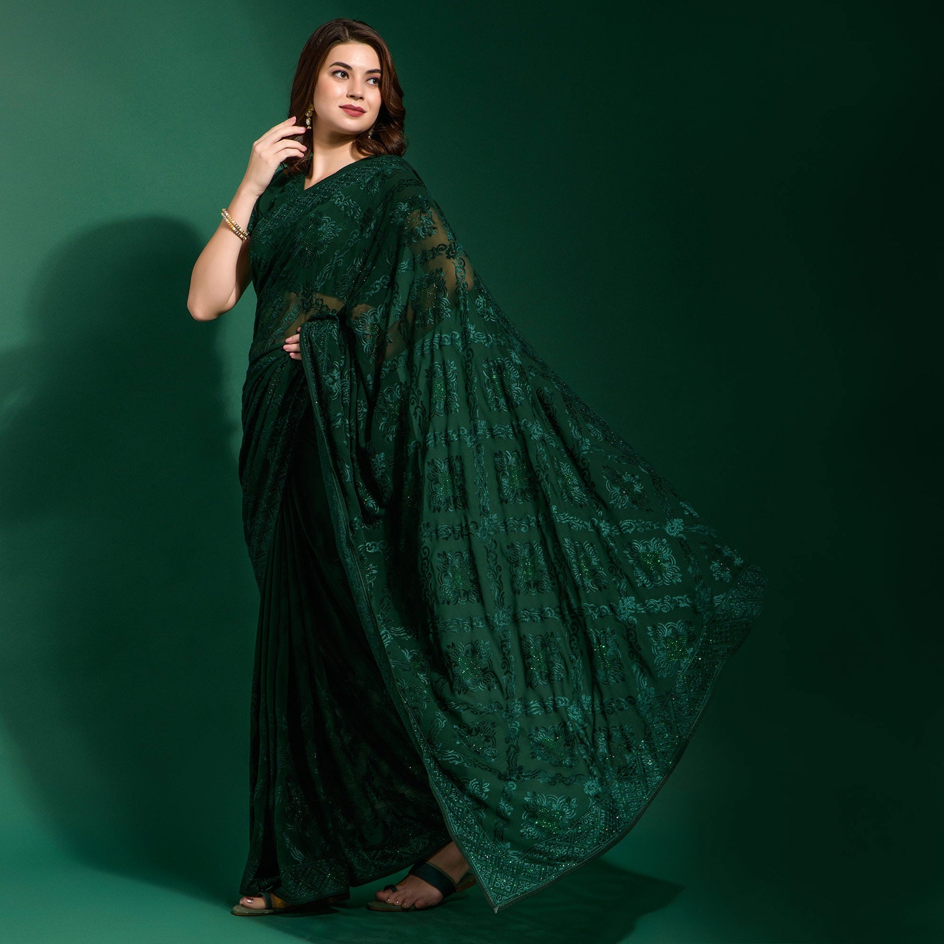 green-floral-embroidered-georgette-saree