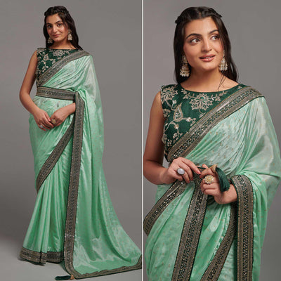 green-foil-printed-with-embroidered-border-chinon-saree-1