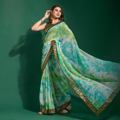green-printed-with-sequins-border-chiffon-saree