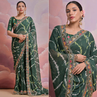 green-printed-with-embroidered-border-georgette-saree