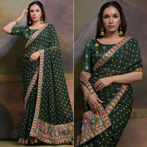 green-bandhej-printed-georgette-saree-with-tassels