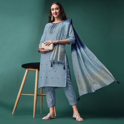 grey-embroidered-rayon-kurti-set