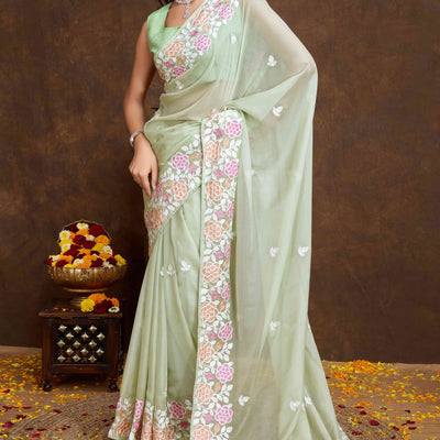 green-floral-sequins-embroidered-organza-silk-saree