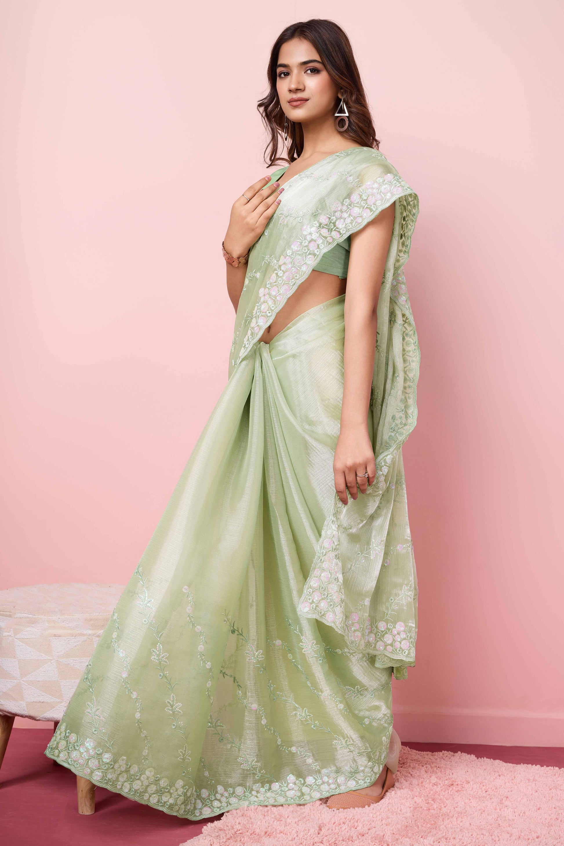 green-floral-sequins-embroidered-burberry-silk-saree