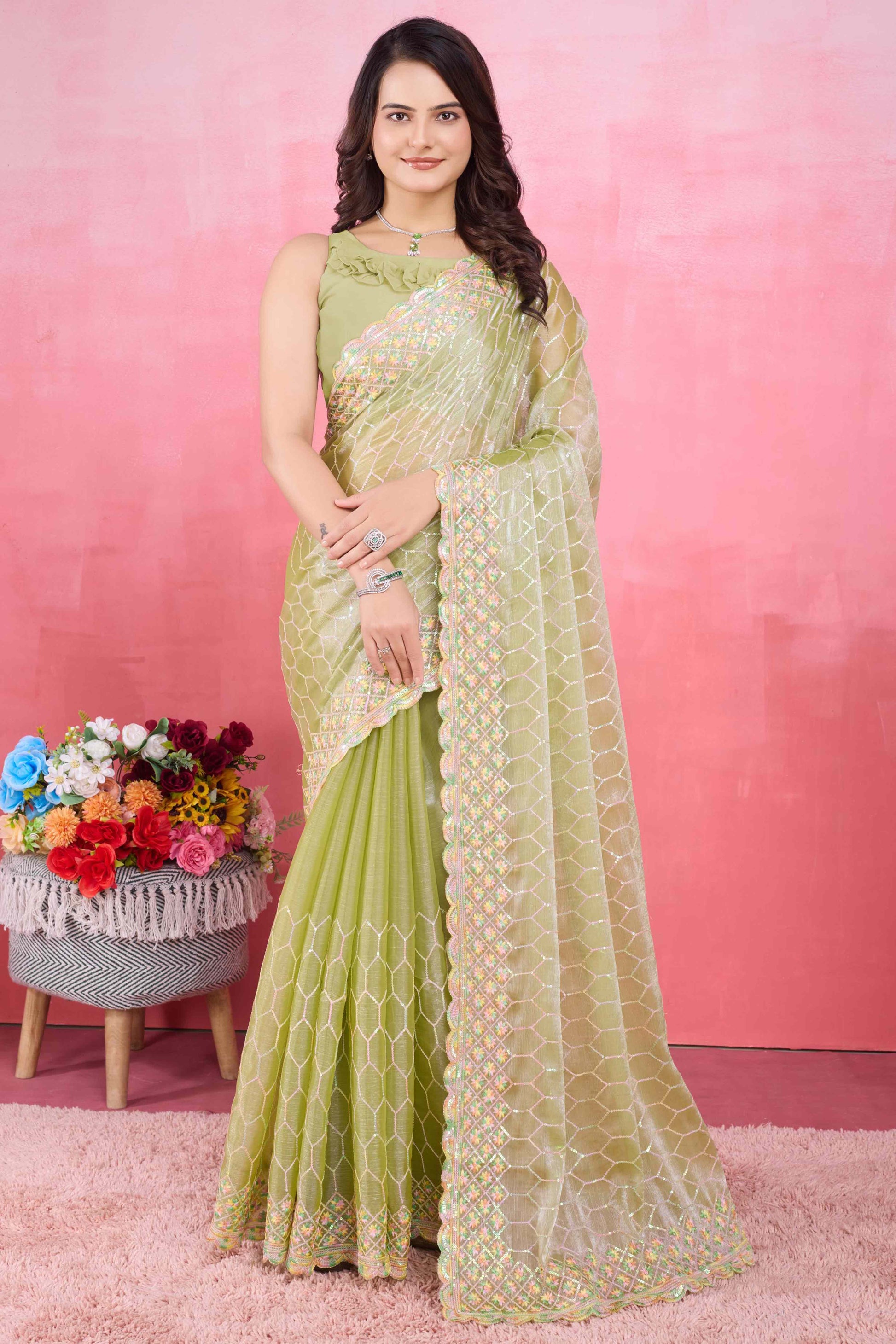 green-floral-sequins-embroidered-mulberry-silk-saree