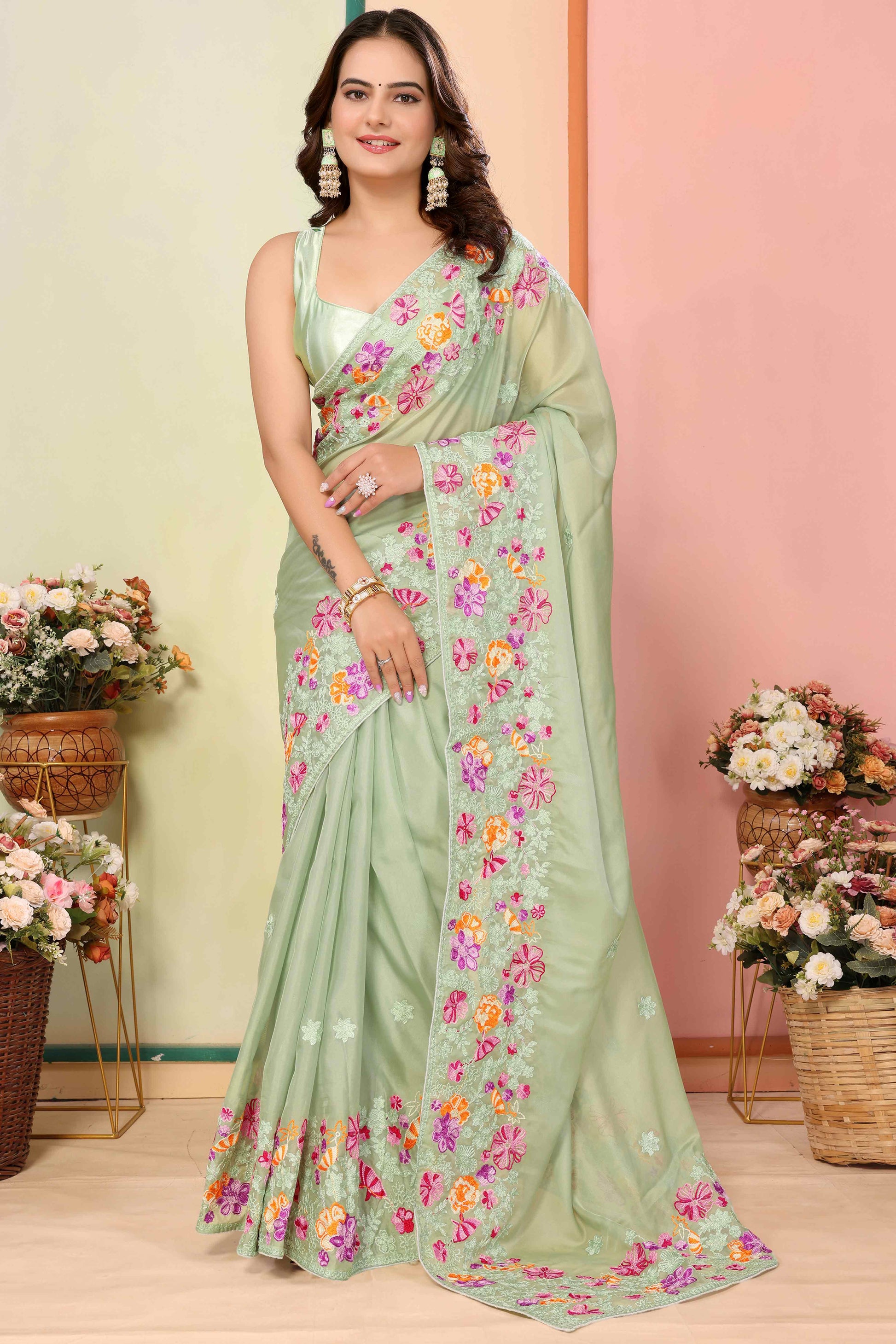green-floral-embroidered-organza-saree-17