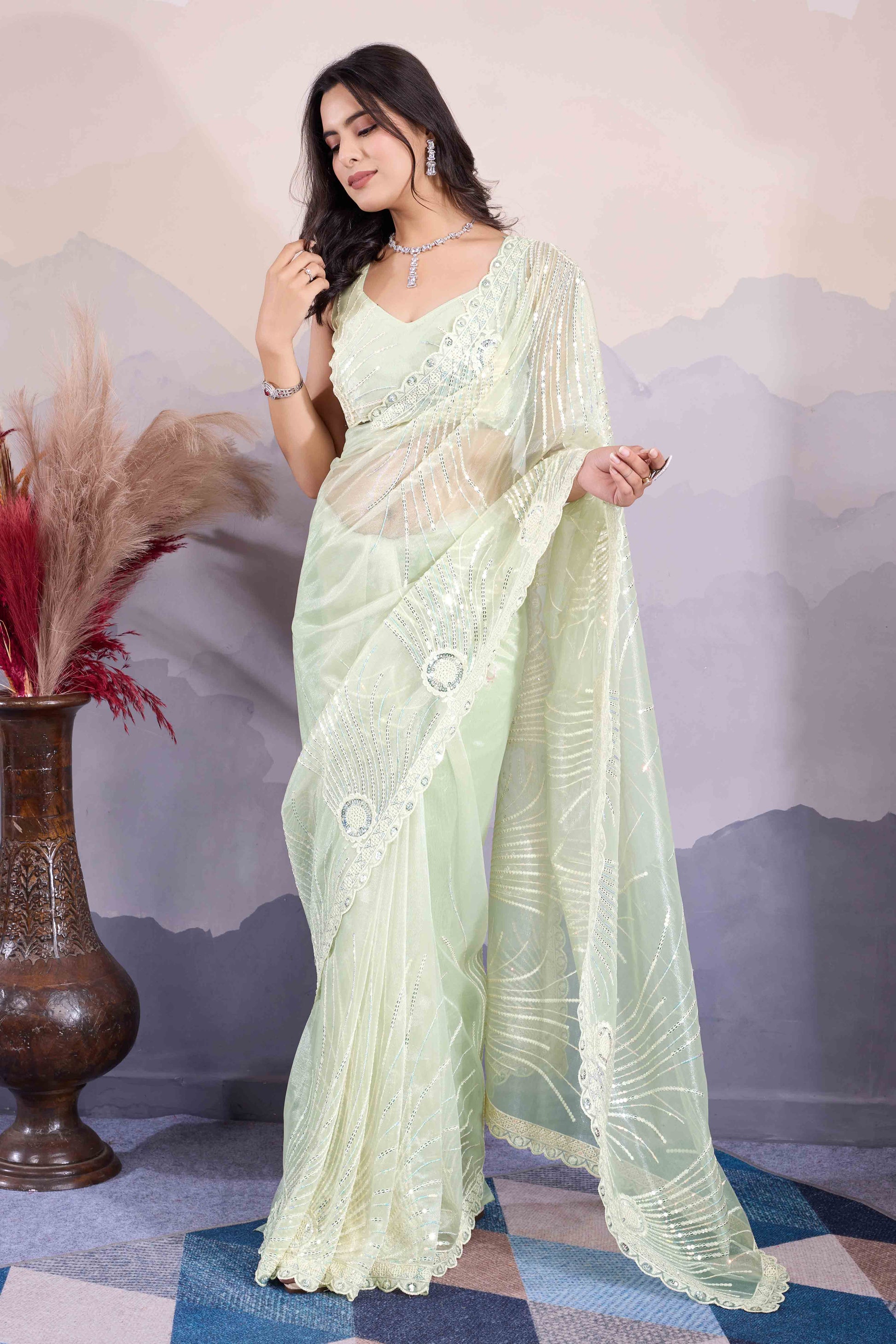 green-sequins-embroidered-twill-net-saree-15