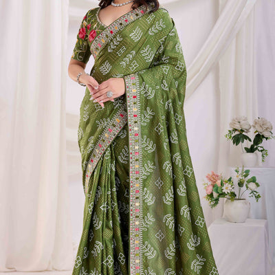 green-bandhani-printed-with-embroidered-border-vichitra-silk-saree