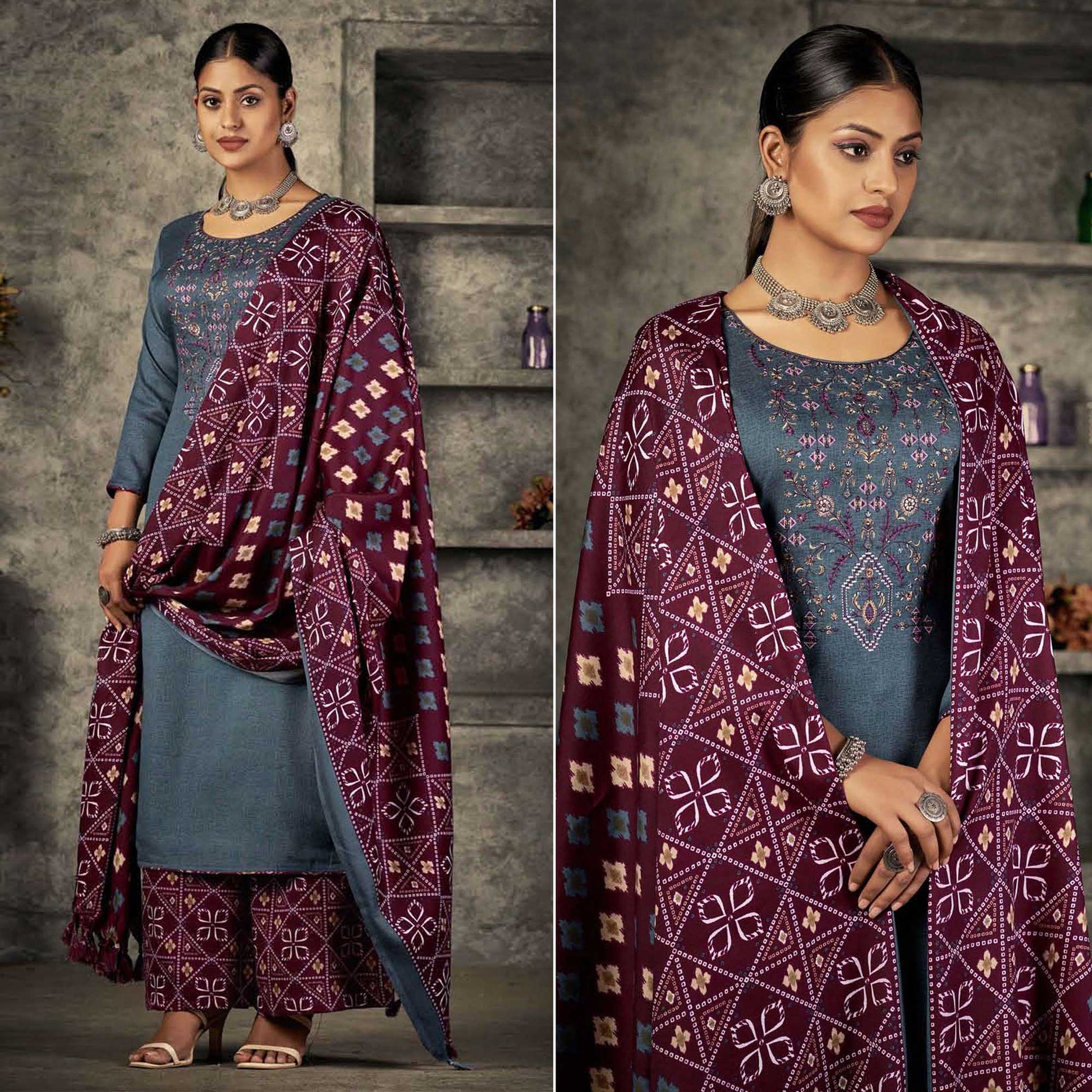 grey-floral-embroidered-with-printed-pashmina-salwar-suit