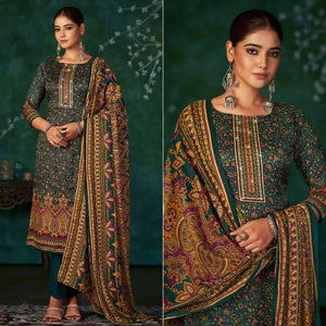 Morpich Floral Printed With Swarovski Work Pashmina Suit