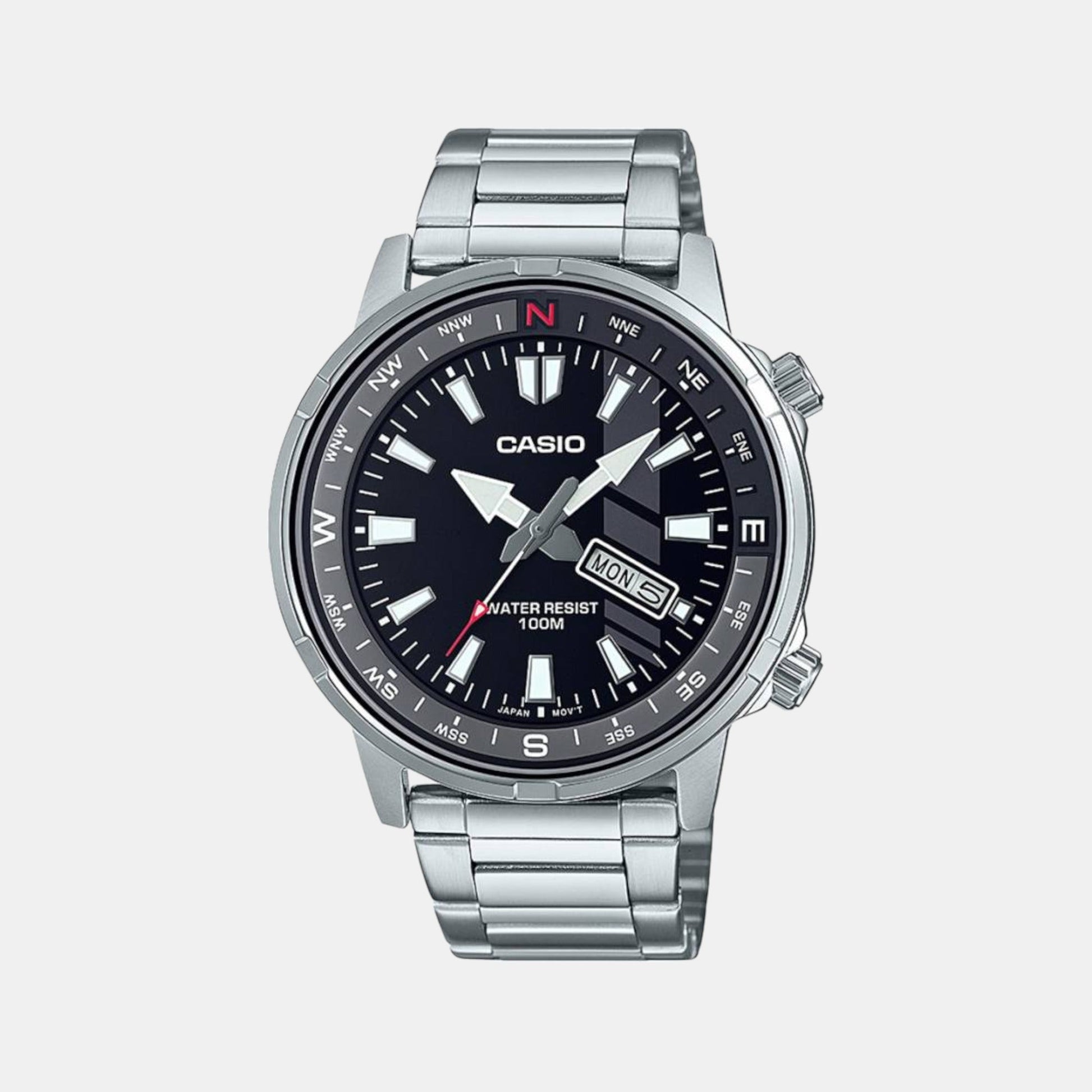 Enticer Men Quartz Black Dial Analog Stainless Steel Watch A2114