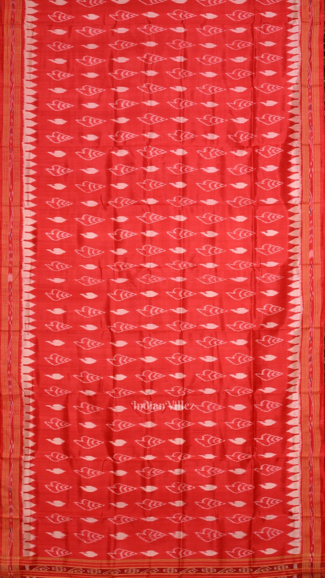 Red Sankha Motif Odisha Ikat Khandua Silk Saree
