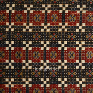 Black Pasapali  Sambalpuri Ikat Cotton Fabric