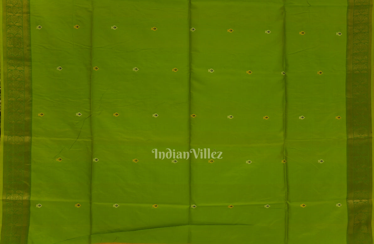 Yellow With Green Pure Bishnupuri Silk Saree