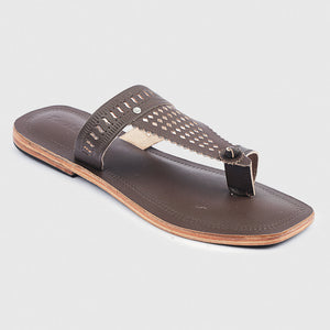 Brown Handstitched Leather Kolhapuri Women Slipper