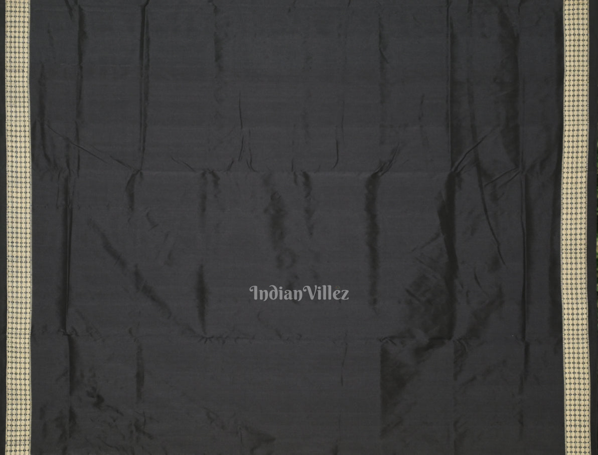 Mustad Black Patili Bomkai Silk saree with Doll Anchal