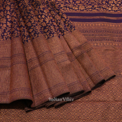 Dark Tone of Purple Pure Kanjivaram Silk Saree
