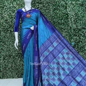 Blue Tribal Theme Bomkai Sambalpuri Silk saree