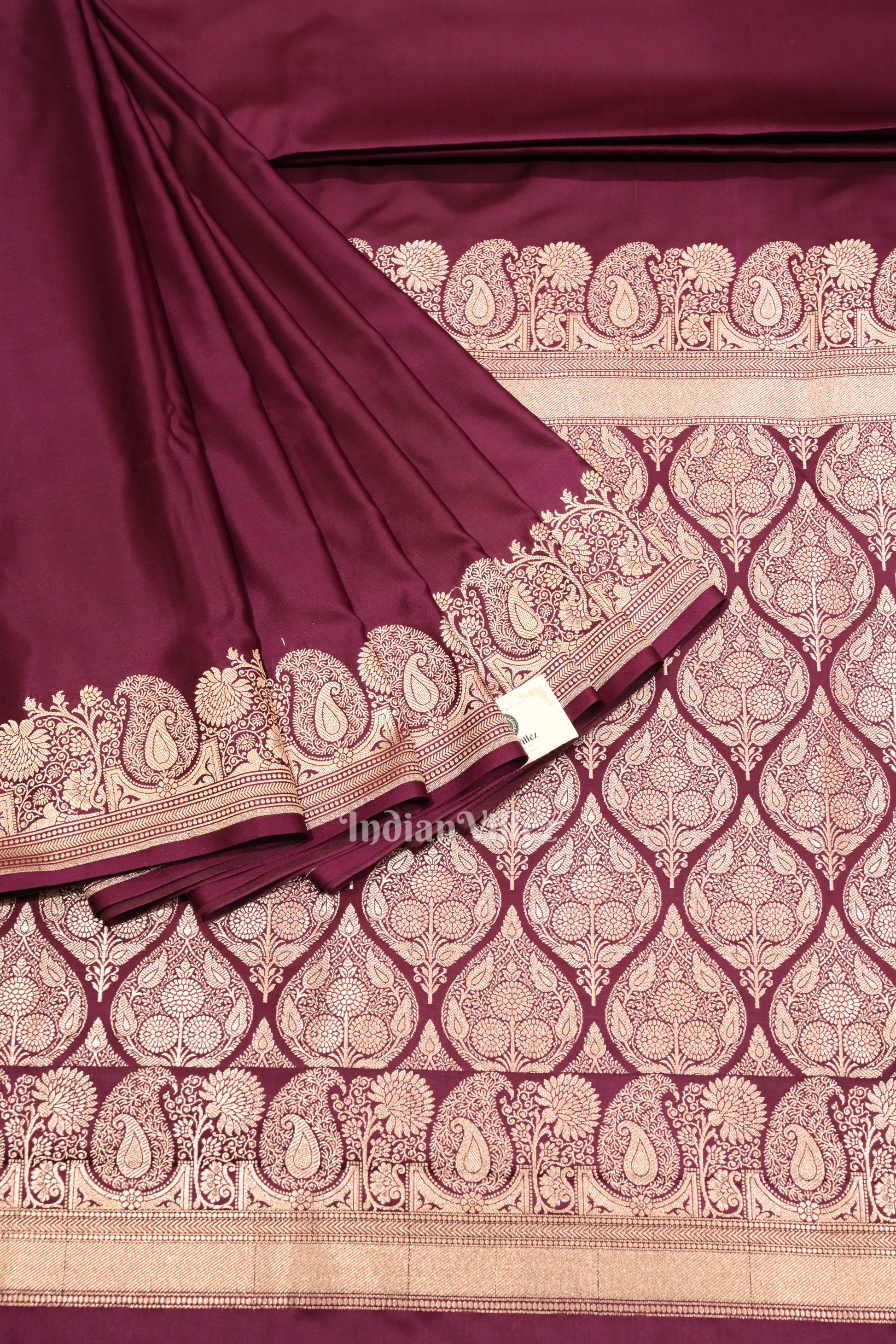 Wine Pure Soft Mashru Satin Silk Banarasi Saree