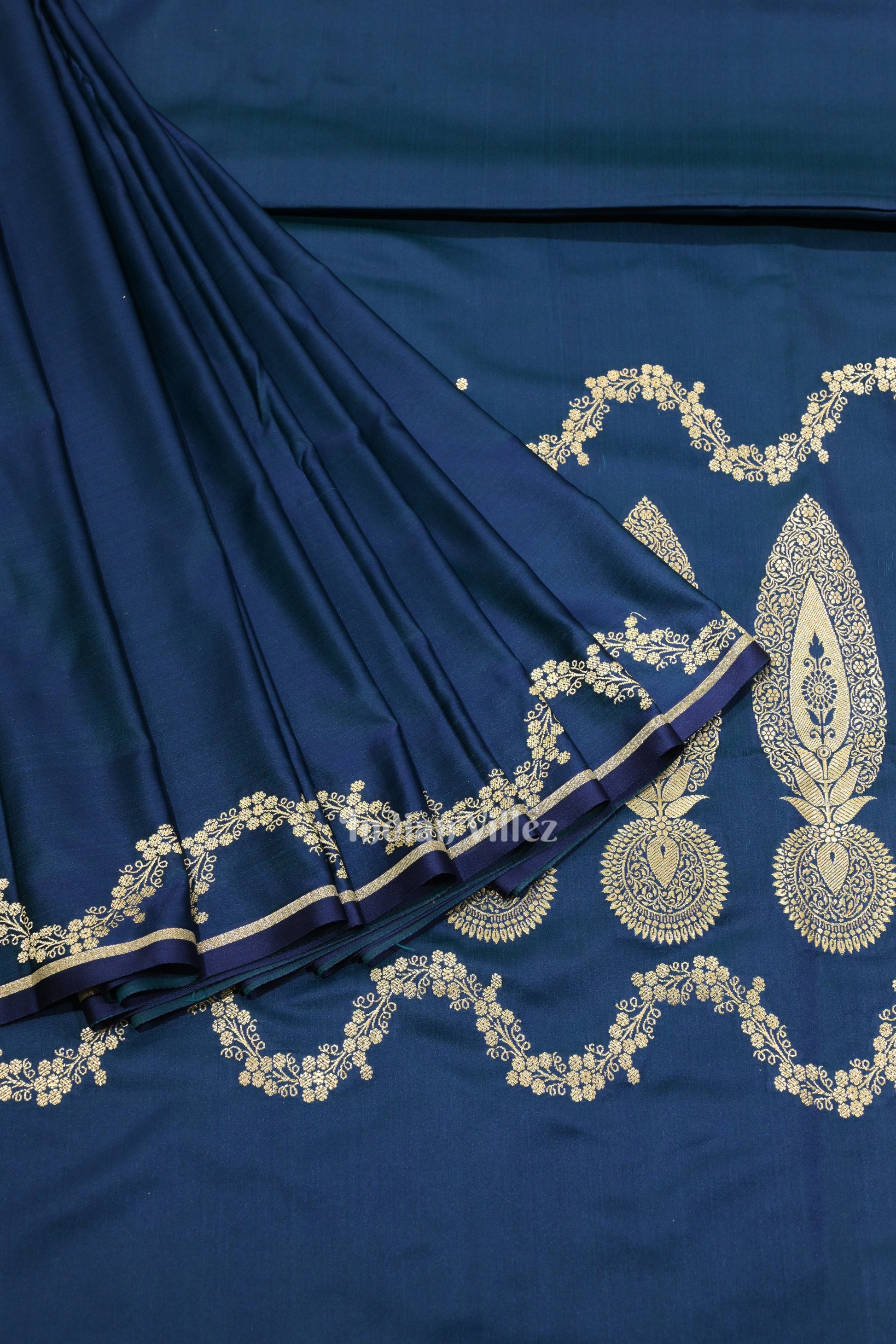 Blue Dual Tone Soft Pure Mashru Satin Silk Banarasi Saree