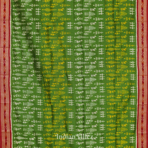Green Tribal Art Odisha Ikat Khandua Silk Saree