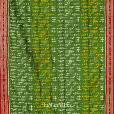 Green Tribal Art Odisha Ikat Khandua Silk Saree