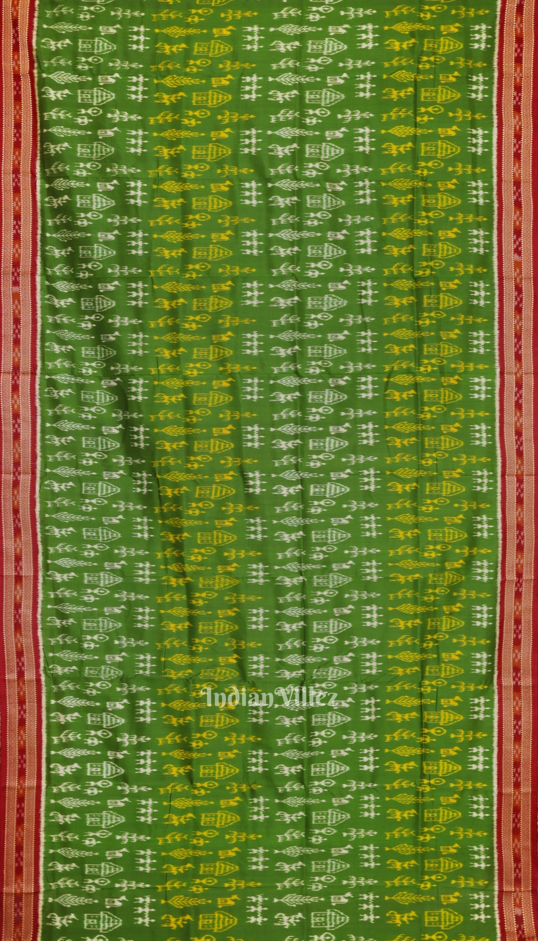 Green Tribal Art Odisha Ikat Khandua Silk Saree