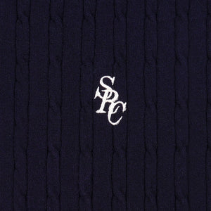 SPORTY & RICH | SRC CABLEKINT POLO { NAVY/CREAM
