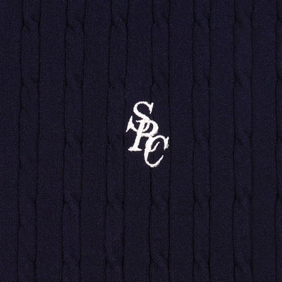 SPORTY & RICH | SRC CABLEKINT POLO { NAVY/CREAM