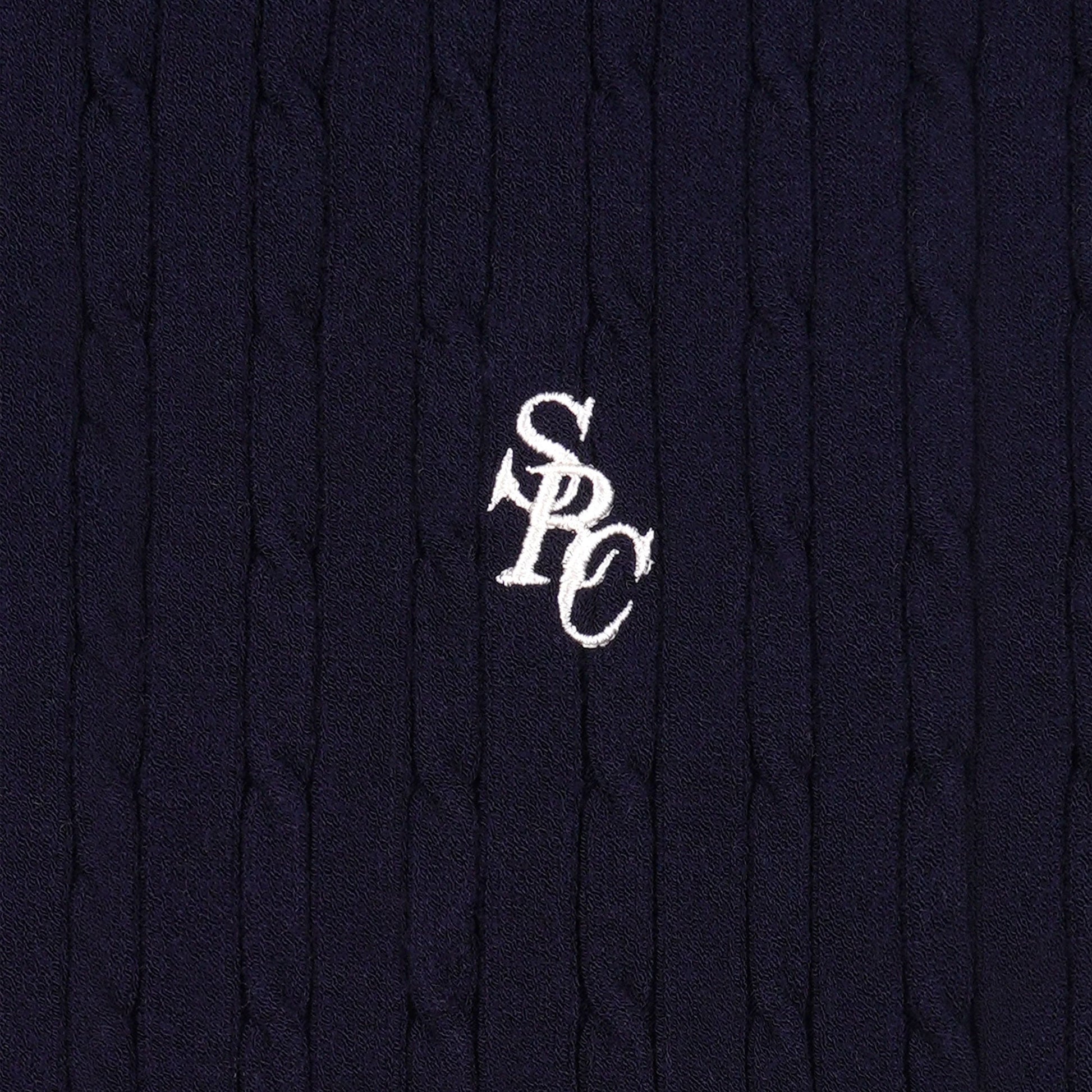 SPORTY & RICH | SRC CABLEKINT POLO { NAVY/CREAM