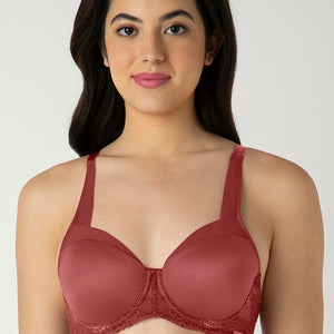 Glam Lace Padded Wired Balconette Bra - Cowhide