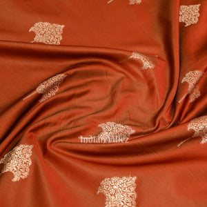 Brick Red Soft Pure Mashru Satin Silk Banarasi Saree