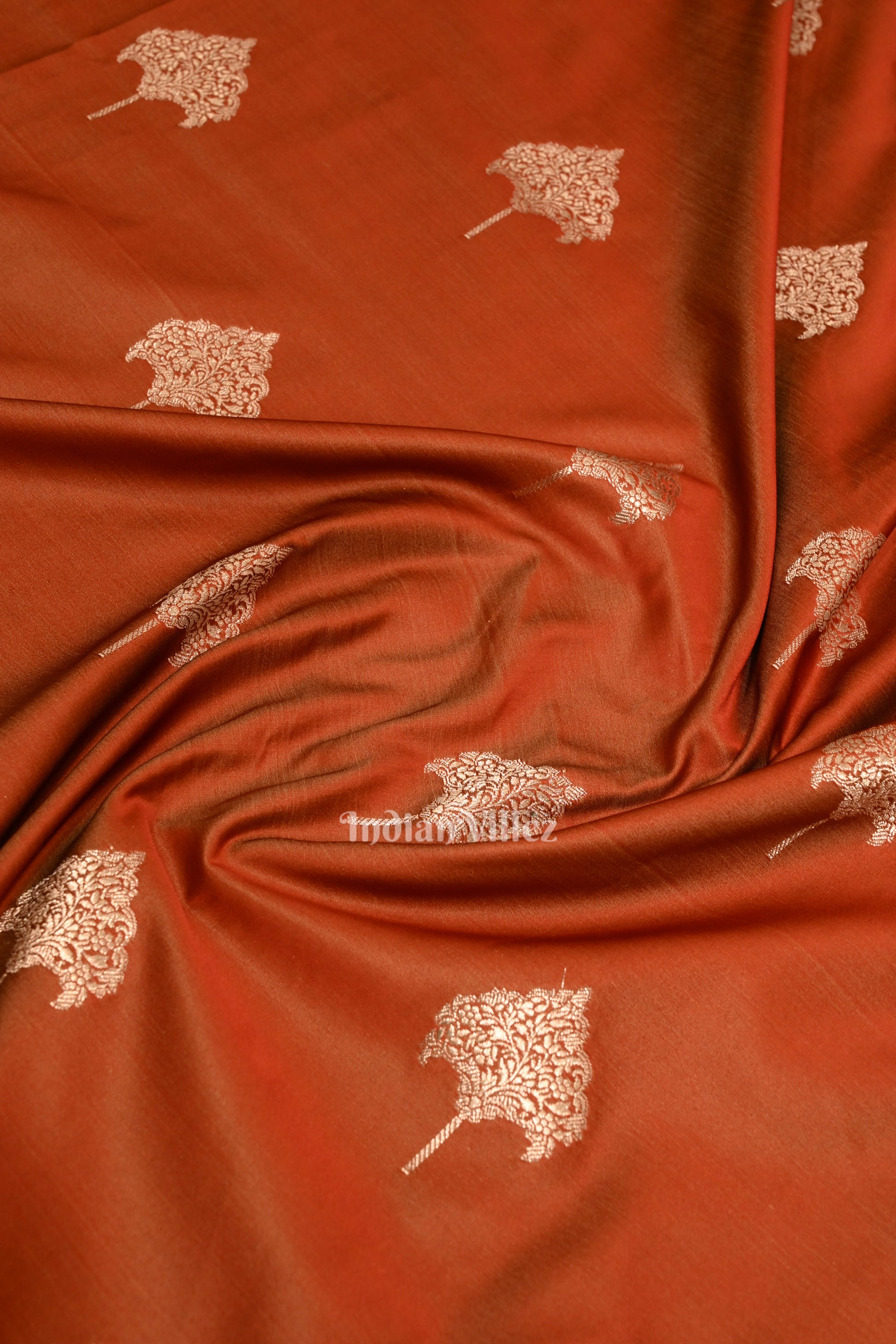 Brick Red Soft Pure Mashru Satin Silk Banarasi Saree