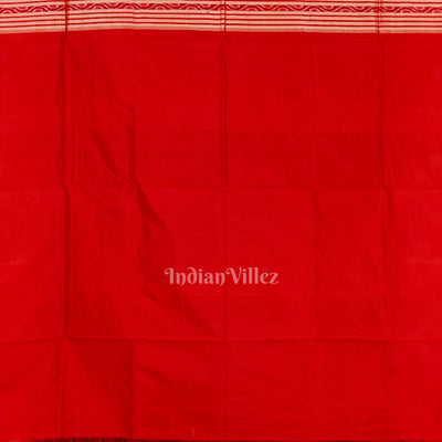 Black With Red Sambalpuri Pasapalli Theme Ikat Sambalpuri Silk Saree