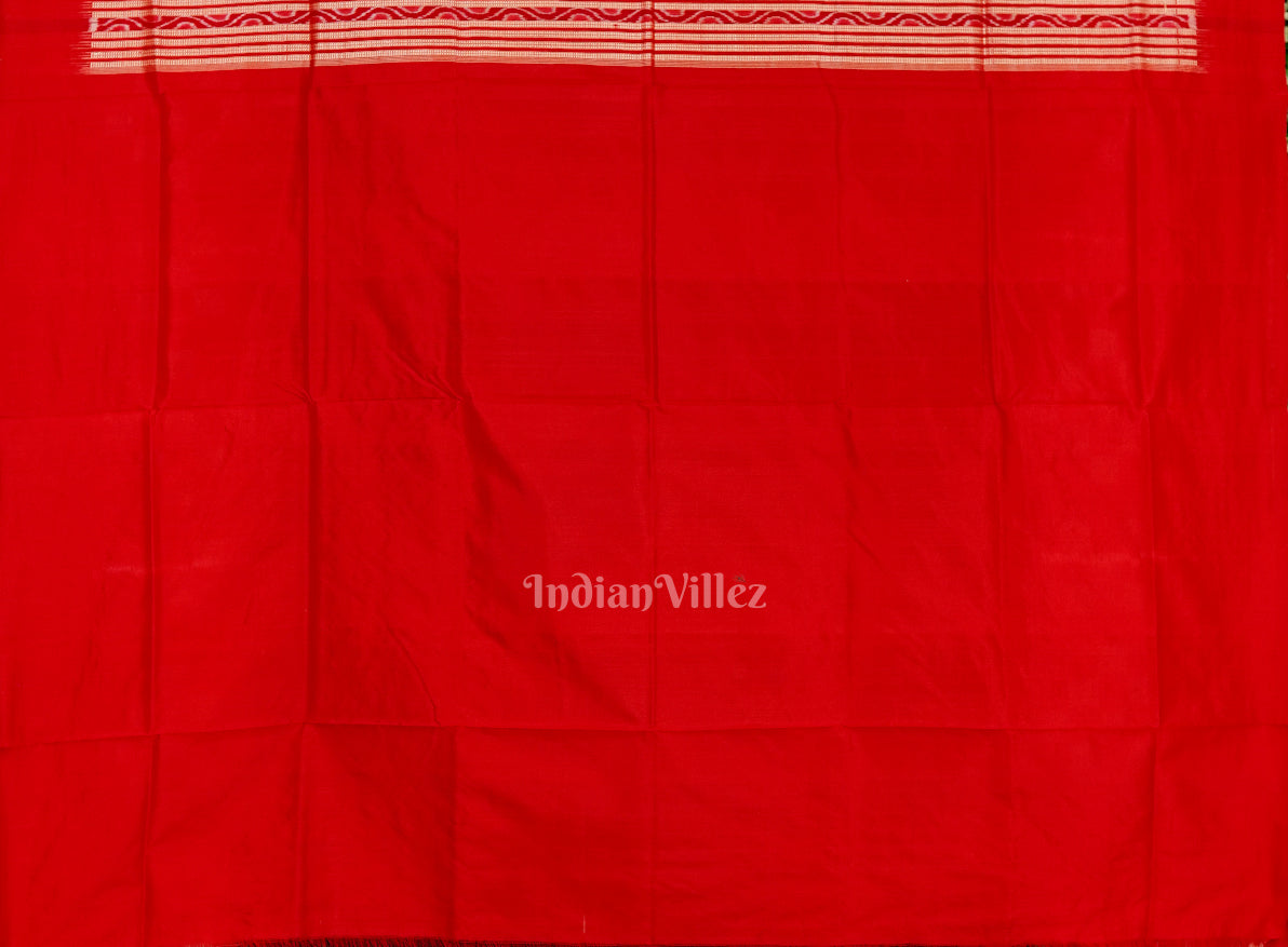 Black With Red Sambalpuri Pasapalli Theme Ikat Sambalpuri Silk Saree