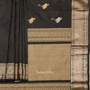 Black Designer Pure Banarasi Katan Silk Saree