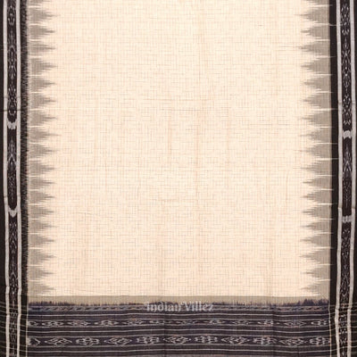 Cream Black Jharana Maniabandha Cotton Saree