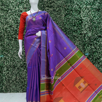 Purple Red Pure Bishnupuri Silk Saree