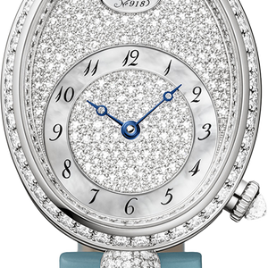 Breguet Reine Pave Dial Blue Strap Silver Touch Watch for Women