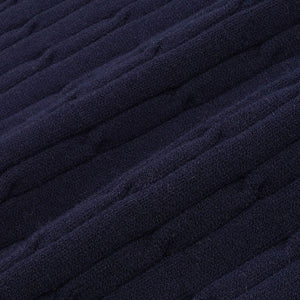 SPORTY & RICH | SERIF MINI CABLE POLO T-SHIRT { NAVY