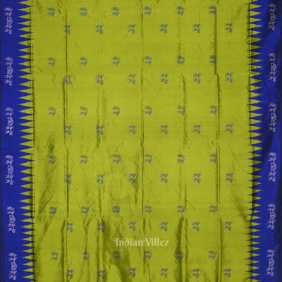 Exclusive Parrot Green Tribal Theme Bomkai Sambalpuri Silk Saree